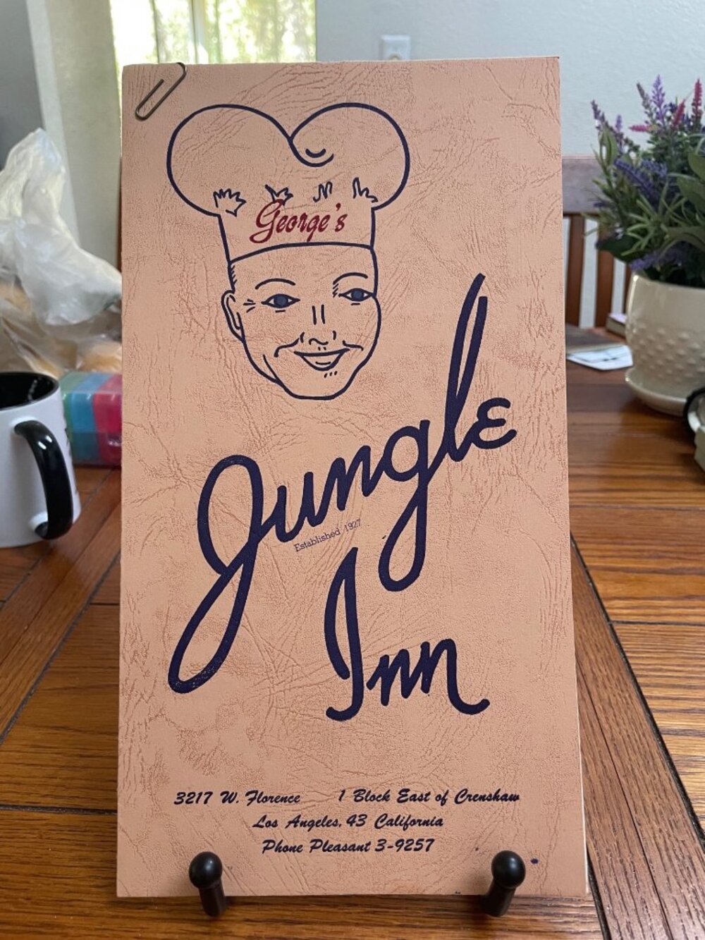 Georges Jungle Inn Vintage Menu From 1927 Restaurant In Los Angeles With Retro D